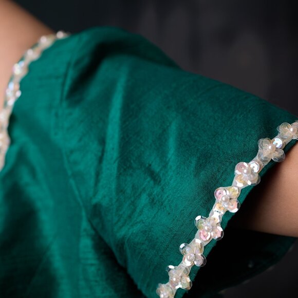 Vintage Emerald Green Raw Silk 2PC Skirt and top - Picture 9 of 10